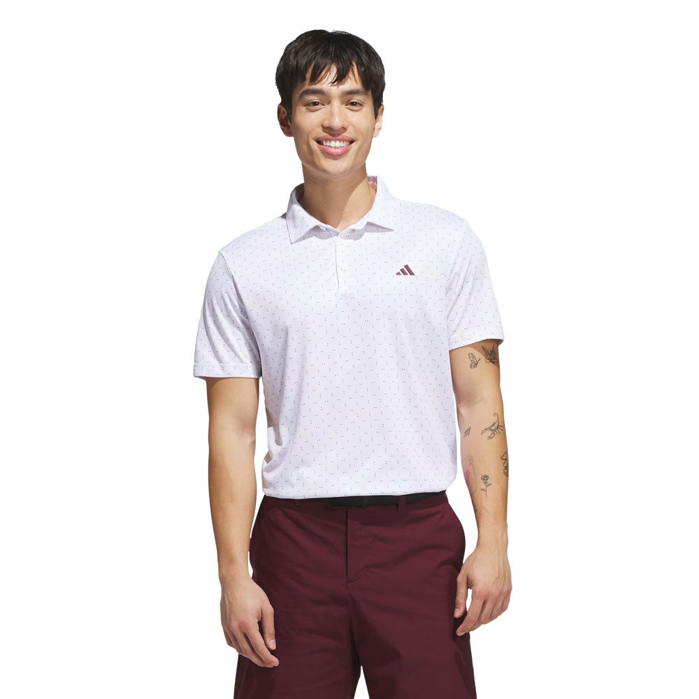 adidas Mens Performance Textured Print Polo Shirt