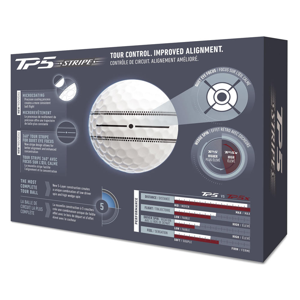 TaylorMade TM26 TP5 Stripe Golf Balls - Dozen